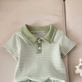 thumbnail image 5 of BLVB Toddler Baby Boy Girl Summer Clothes Short Sleeve Collared T Shirt Striped Shorts Set Cute Outfits 6 Month-4T, 5 of 7