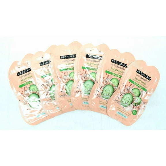 Freeman Facial Cucumber Pink Salt Clay Mask Pack, Pack of 6