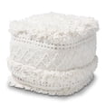 thumbnail image 1 of Baxton Studio Curlew Ivory Handwoven Cotton Pouf Ottoman, 1 of 6