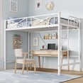thumbnail image 2 of Yeshouse Cama alta metálica individual, cama alta industrial resistente con barandillas de seguridad y diseño que ahorra espacio, cama de acero para la escuela o el dormitorio, 2 of 6