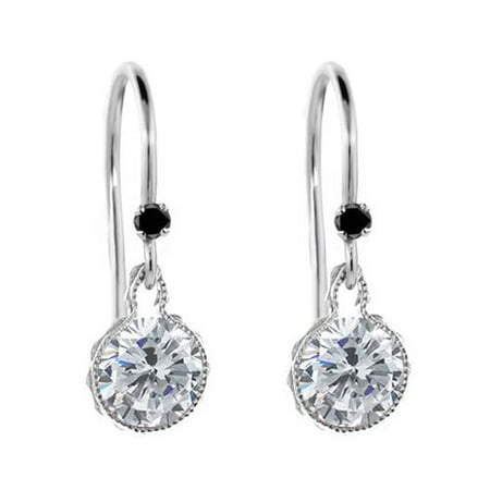 1.52 Ct Round I/J Diamond Black Diamond 925 Sterling Silver Earrings