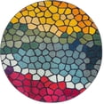 thumbnail image 3 of Unique Loom Estrella Collection Area Rug - Madrid (8' Round Multi/Cream), 3 of 7