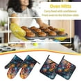 thumbnail image 5 of Pofeuu Vibrant Rooster Painting Print Oven Mitts and Pot Holders 4 pcs Set,High Heat Resistant 500 Degree Extra Thicken Long Kitchen Cotton Oven Glove for Cooking, 5 of 6