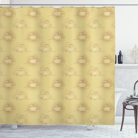 Ambesonne Beige Shower Curtain, Pumpkins Field Halloween, 69"Wx70"L, Beige