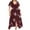 Burgundy, variant on IROINNID Wedding Guest Dresses for Women Homecoming Party Plus Size V-Neck Short Sleeve Printed Waist Ruffle Hem Dresses with Belt Trendy Formal Dress,Black