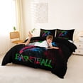 thumbnail image 2 of Castle Fairy Sport Basketball Duvet Cover Queen, Colorful Graffiti Splash Queen Bedding, Black Green Blue,Black Reversible,3-Piece,1 Duvet Cover and 2 Pillowcases, 2 of 6