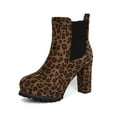 thumbnail image 2 of Fesfesfes Ankle Boots for Women Round Leopard Print And Winter Thick Heel Low Sleeve Fashion Women 9.5(43), 2 of 7