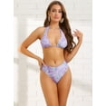 thumbnail image 4 of DARING DIVA Women's Water Ripple Bikini Sets, 2 Pieces High Waist Swimwear L Purple, 4 of 6