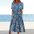 thumbnail image 1 of QJUHUNG Robe Midi à Manches Courtes Imprimée Florale Hawaïenne pour Femmes Robe Fluide avec Poches Tenue de Plage Ample, 1 of 8