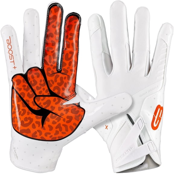 Grip Boost Peace Stealth 6 Boost Plus Football Gloves - White/Orange