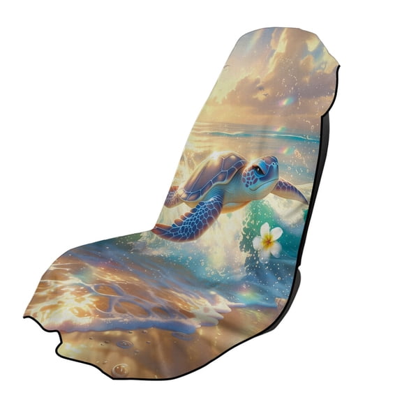 XYZCANDO Car Seat Towel Cover Easy Installation Car Seat Protector for Beach Running, Towel Car Seat Cover Washable, Sunset Sea Turtle Coastal Print