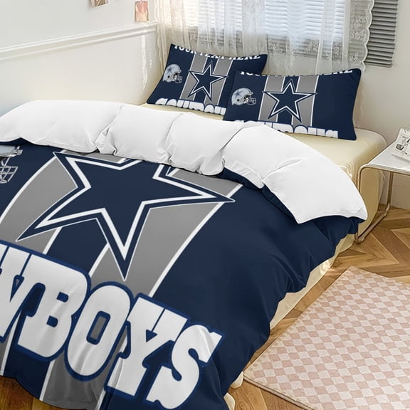 Football Cowboys Set Duvet Cover Themed Multicolor Polyester Bedding Set Duvet Cover for Twin Size