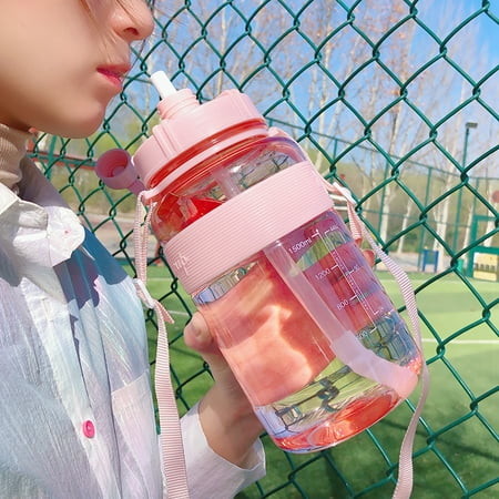 

Large Capacity Portable Outdoor Sport Cup with Straw Travel Water Drinking Bottles New