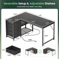 thumbnail image 5 of Amadwell 43 Inch L Shaped Desk with Power Outlets & Drawers, Reversible L-Shape Computer Desk, 5 of 9