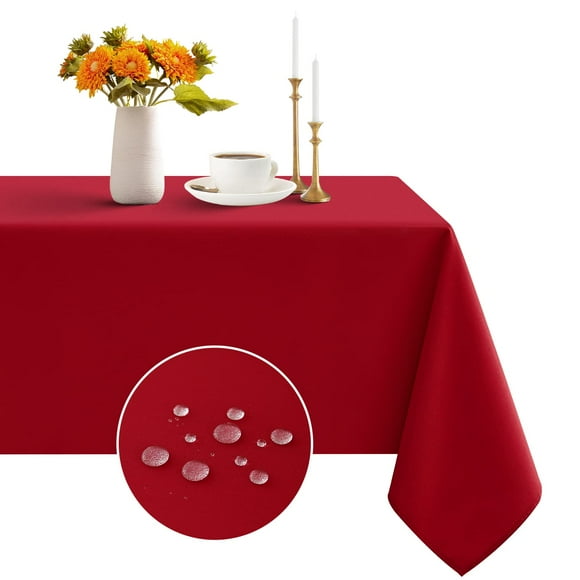 Romanstile Nappe Rectangulaire de Noël - Nappe en Polyester Lavable Imperméable et Résistante aux Plis pour Cuisine Salle à Manger/fête/mariage Usage Intérieur et Extérieur (60 x 102 Pouces, Red)