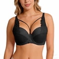 thumbnail image 4 of Xdegoge Bralettes for Women Crisscross Strap Lace Bra with Deep V Neck Underwire Support for Feminine Allure, Scalloped Edges for Elegant Style, Ideal for Everyday & Special Occasions, 4 of 6
