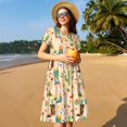 thumbnail image 4 of Fotbe Robe Motif Chaussures Occidentale Américaines Groovy Décontractée Mode Femme Manches Courtes Robe Maxi T-Shirt Robe Longue Rayée à Blocs de Couleur, 4 of 6