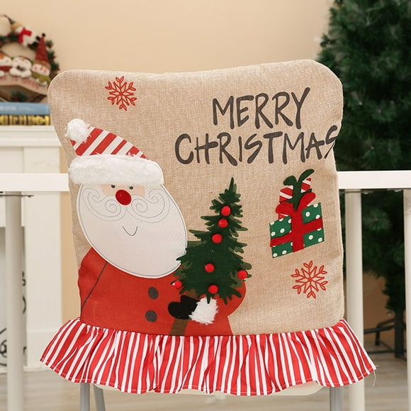 Wzzjkit Christmas Decorations Creatives Cartoons Old Man Snowman Chair Cover White Velvet Scene Layout Suitable for Christmas Holiday Decorations