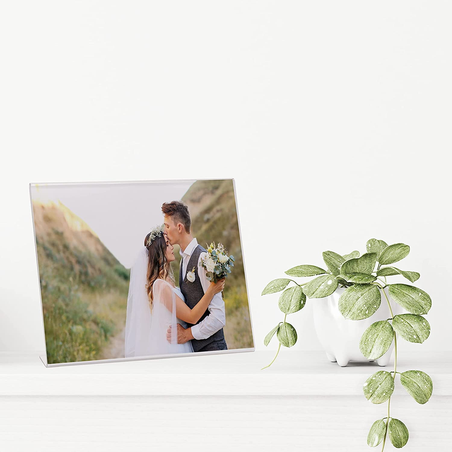 Neil Enterprises Clear Acrylic Bent Easel 10" x 8" Picture Frames - Pack of 12