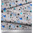 thumbnail image 2 of Soimoi Crepe Silk Fabric Planet,Rocket & Astronaut Animals Cartoon Print Fabric by Yard 42 Inch Wide, 2 of 3