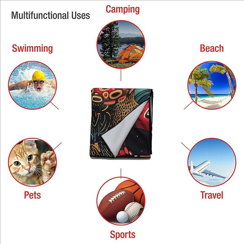 Red Octopus Oversized Sand Free Beach Towel 71x36IN Lightweight Quick Dry Terry Towel For Travel, Swimming, Pool, And Camping, Absorbent And Compact Beach Essential For Women And Men