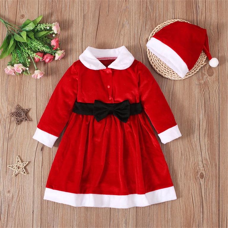 XIYNBAOK Long Sleeve Midi Dress Black Graduation Dress Red Long Dress  Christmas Baby Girl Dress 12 Month Christmas Outfit Girl Clothes for 1 Year  Old, Red 3-4 Years - Walmart.com