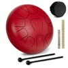 MUSICUBE Steel Tongue Drum Panda Drum 12 Inch 11 Tones Percussion Instruments Yoga Tank Drum with Sticks Red