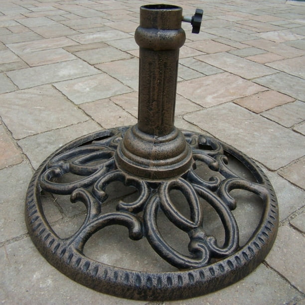 Round Cast Iron Umbrella Stand w Sleeve (Antique Bronze)