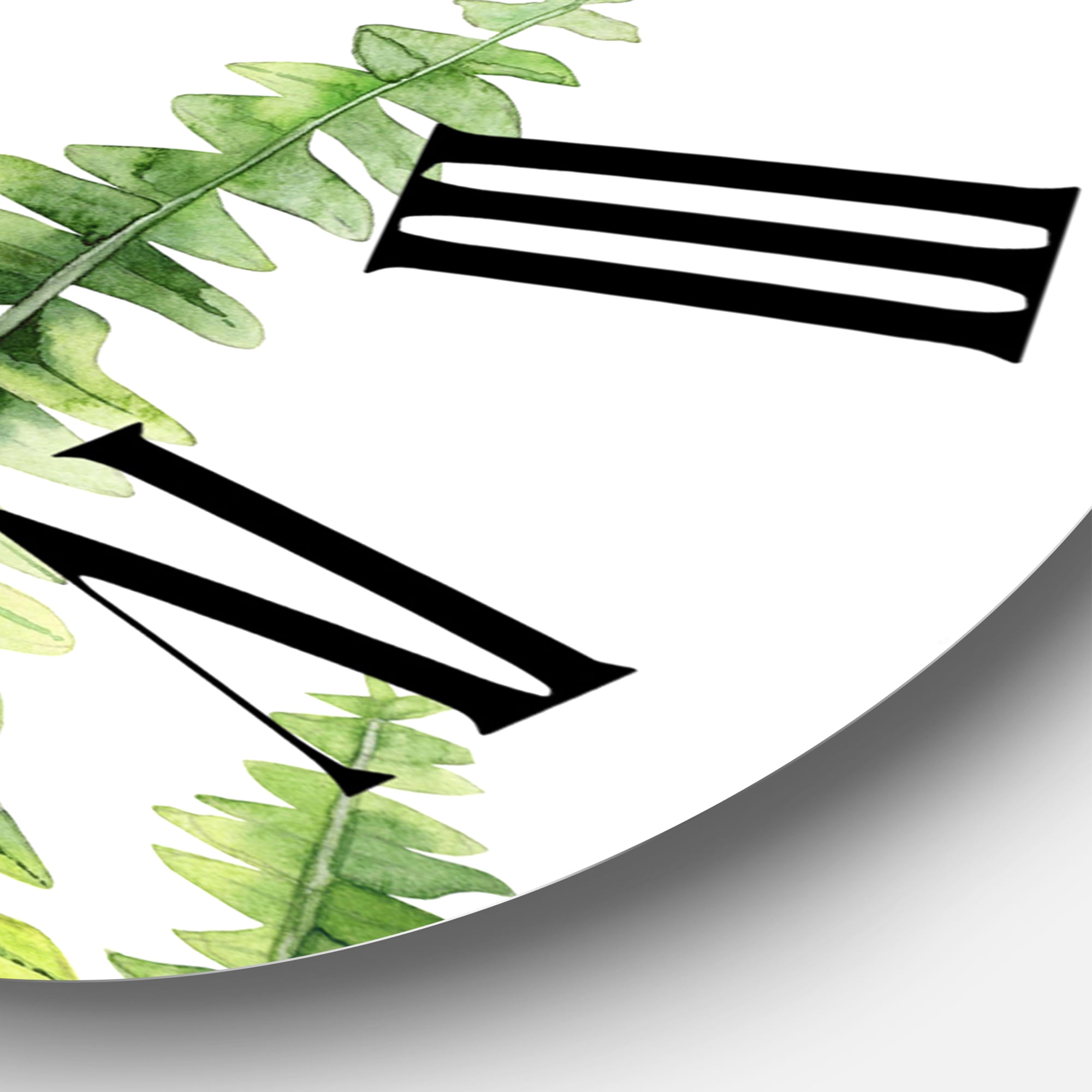 Designart 'Fern Leaves Detail Ii' Farmhouse Wall Clock