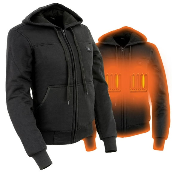 Nexgen Heat MPL2713SET Women Black 'Heated' Front Zipper Fiery Hoodie Jacket for Outdoor Activities X-Small