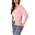 thumbnail image 4 of Suéter cárdigan casual INSPIRE CHIC para mujer, de frente abierto, de manga larga, con peplum, tejido, color rosa, 4 of 6