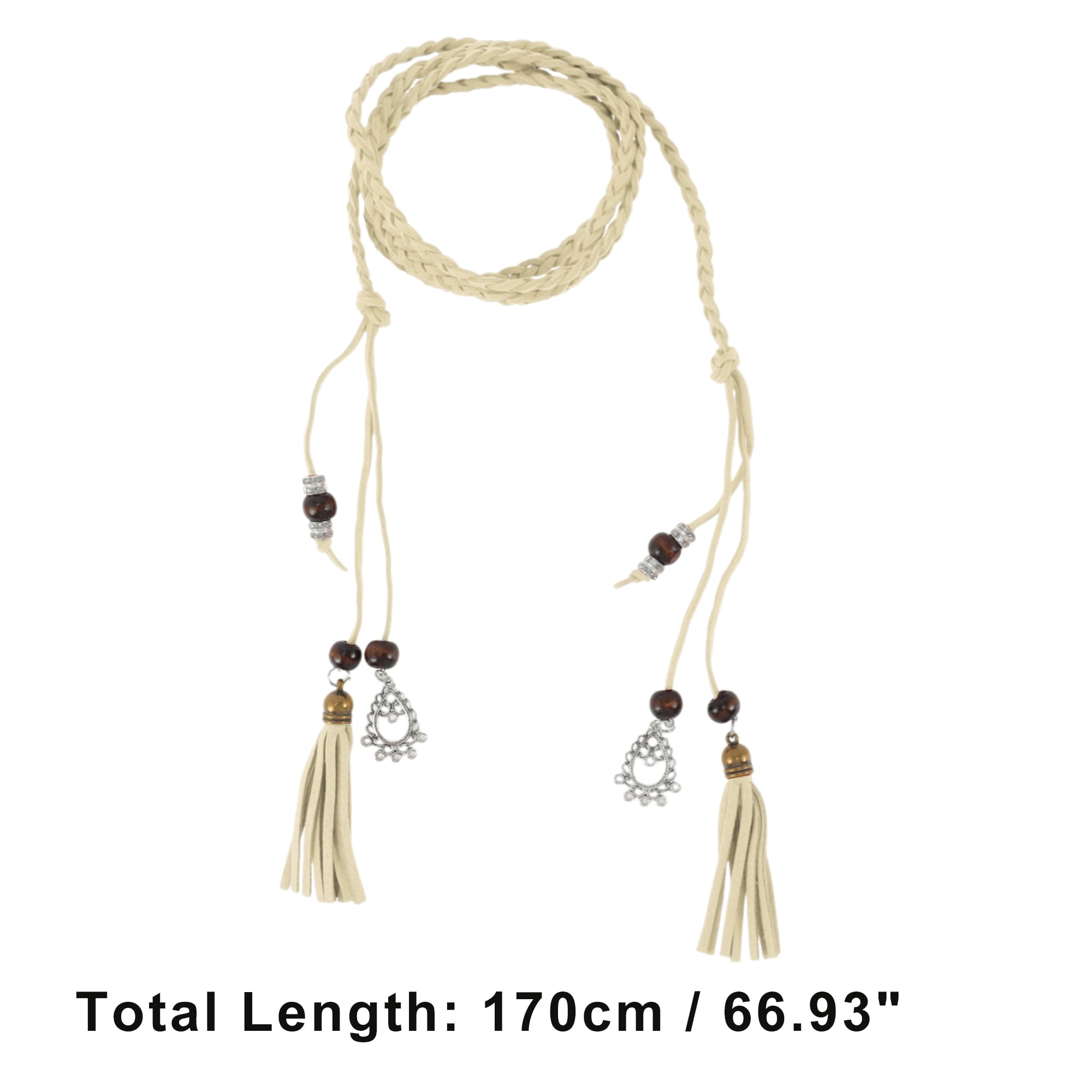 Unique Bargains Ancient Style Tassel Adjustable Waist Belt Khaki