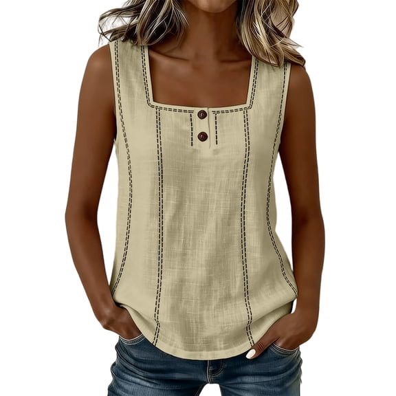 Kojanyu 2026 Square Neck Sleeveless Tank Tops for Women , Casual Summer Basic Blouses, Trendy Loose Daily Shirts S-XXL
