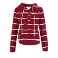 thumbnail image 6 of EchfiProm Sweatshirts for Womens with Pockets Cute Hoodies Hooded Striped Button Red Long Sleeve Pullover Ladies Tops, 6 of 6