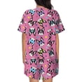 thumbnail image 6 of Balery Colorful Cute French Bulldog Pattern Womens Pajama Sets 2 Piece Soft Short Sleeve Top and Shorts Sleepwear Round Neck Pjs Lounge Set with Pockets-Medium, 6 of 7
