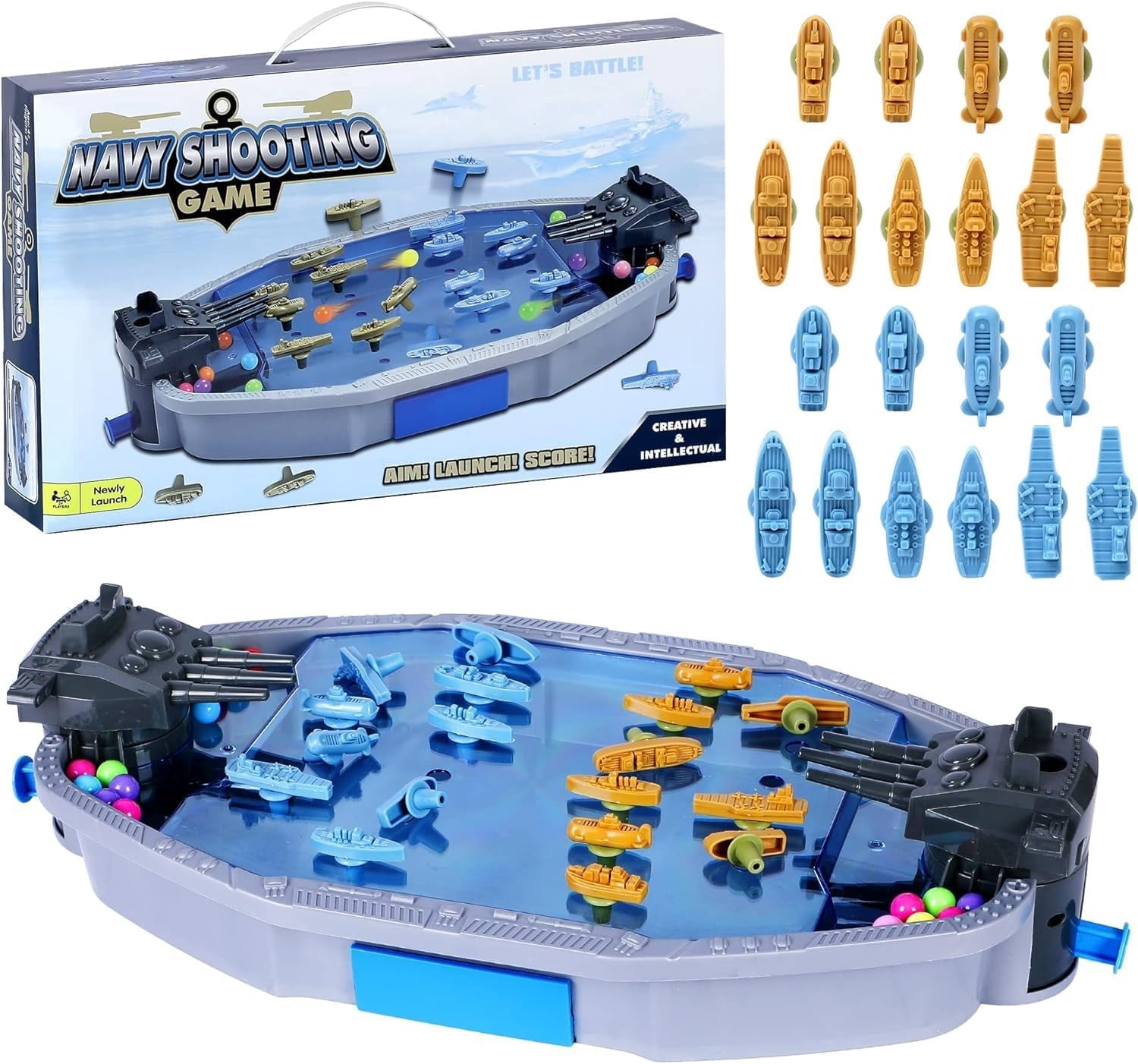 Trisquirrel Naval Battleships Shooting Game,Tabletop Warships Shot Game for 2 Players,Battle Competitive Toy for Age 6+,Fun for Kids & Adults