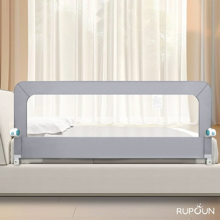 RUPOUN Toddler Bed Rail for Kids, Swing Down Safety Guardrail, Universal Fit for Full, Queen and Adult Mattresses, Easy Installation