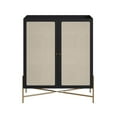 thumbnail image 2 of Boho Bar Cabinet - 36"L x 43"H with Gold Iron Legs, 2 Rattan Door Sideboard, Nero Black, 2 of 6