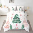 thumbnail image 2 of Manfei Graffiti Xmas Tree 7 Pieces Bedding Comforter Set,Pink Christmas Tree Full Bedding Set,Cute Bowtie Bow Fitted Sheet Flat Sheet For Girls,Ultra Soft Home Decor Reversible, 2 of 8