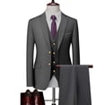 thumbnail image 5 of Conjunto de trajes de negocios para hombre, chaqueta de Color sólido de alta gama, blazer personalizado de marca de gran tamaño, 3 piezas, 5 of 5