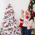 thumbnail image 4 of 7.5ft Pre-lit Snow Flocked Christmas Tree, Pre Decorated White Christmas Tree with Lights 550 LED 72 Ornaments 8m Ribbon,11 Light Modes Flocked Frosted Christmas Tree with Remote Control, 4 of 10