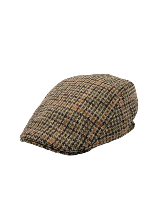 Houndstooth Plaid Check Pattern Newsboy Hat Wool Adjustable Flat Cap LD31461 (Beige)