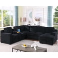 thumbnail image 2 of Hybition Modern Chenille Sofa Pull out Sofabed & Multifunctional Console-Black, 2 of 8
