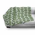 thumbnail image 3 of Jungle Leaves Soft Flannel Fleece Throw Blanket, Silhouettes of Wide Monstera Fronds with Holes and Strokes, Cozy Plush for Indoor and Outdoor Use, 50" x 70", Peacock Green, by Ambesonne, 3 of 6