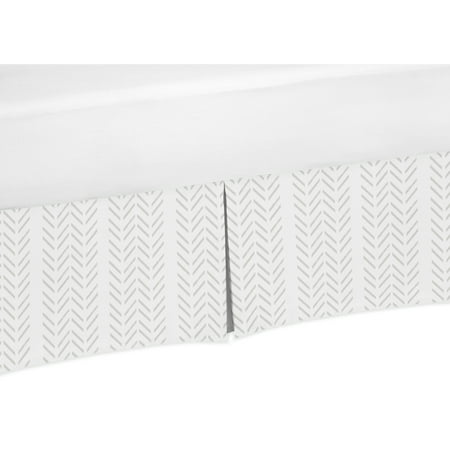 UPC: 0846480072850 | Grey Chevron Arrow Baby Boy Crib Bed Skirt – Gray and White Geometric Construction Truck Tire Print Pleated Nursery Dust Ruffle by Sweet Jojo Designs