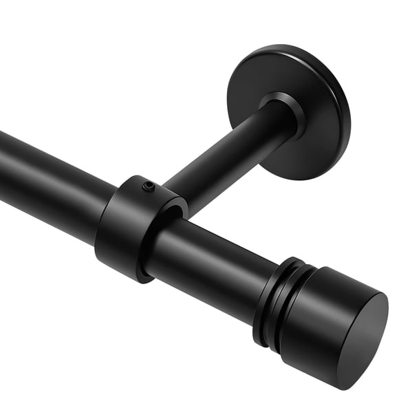 Barra de cortina Gogrinliv de 3 a 4,3 m, ajustable, de metal negro