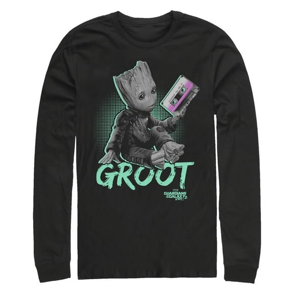 Men's Marvel Groot Awesome Mix Neon  Long Sleeve Shirt
