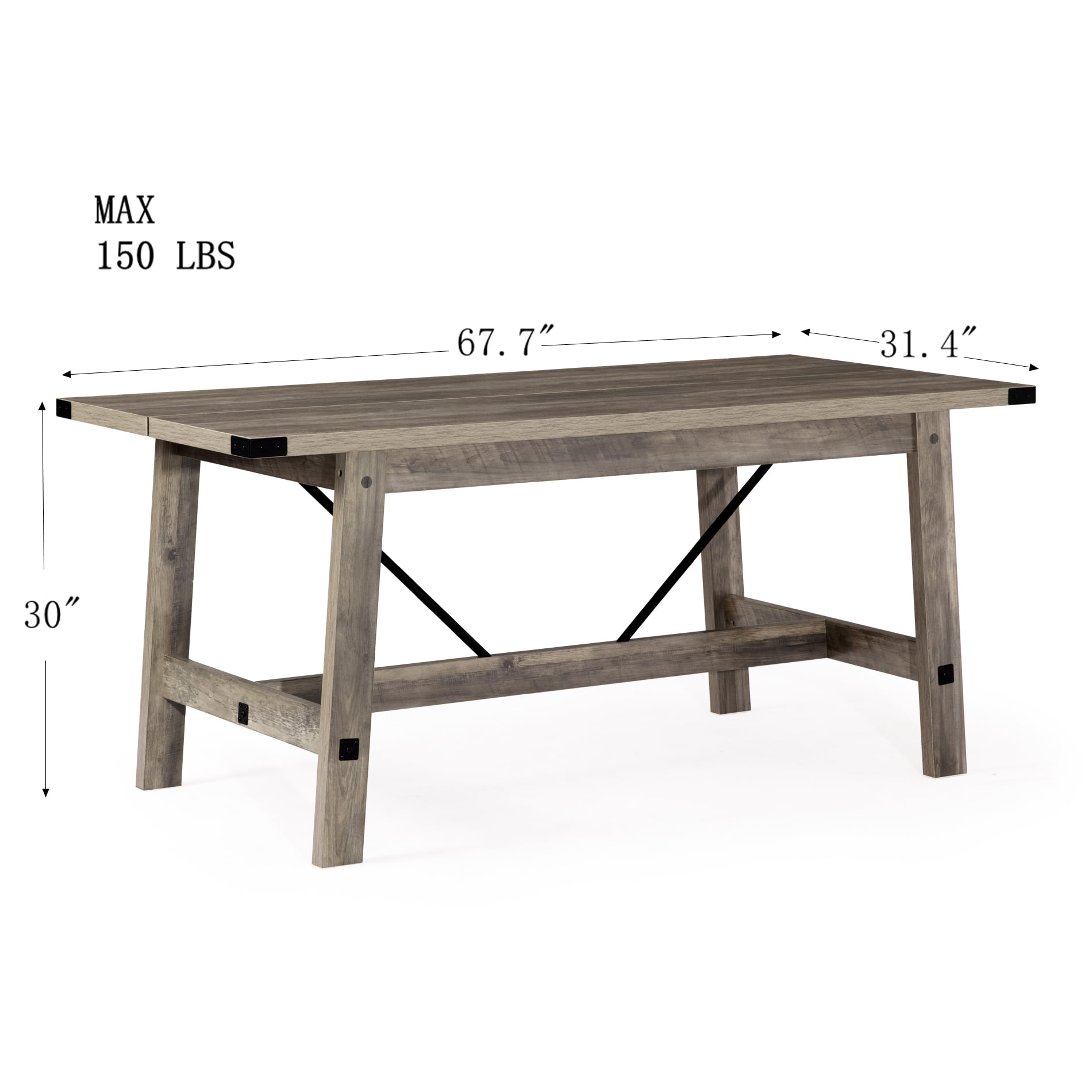 WAMPAT Modern Dining Room Table，67.7 Inch Rectangular Wood Kitchen Table for 6 Person