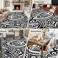 thumbnail image 5 of 5'x7' Area Rugs for Living Room Bedroom, Polynesia Texture Washable Rug Carpet Runner Indoor Outdoor, Vintage Floral Tribe Abstract Art Black Non Slip Floor Mats Area Rug for Kitchen, Nursery, 5 of 8
