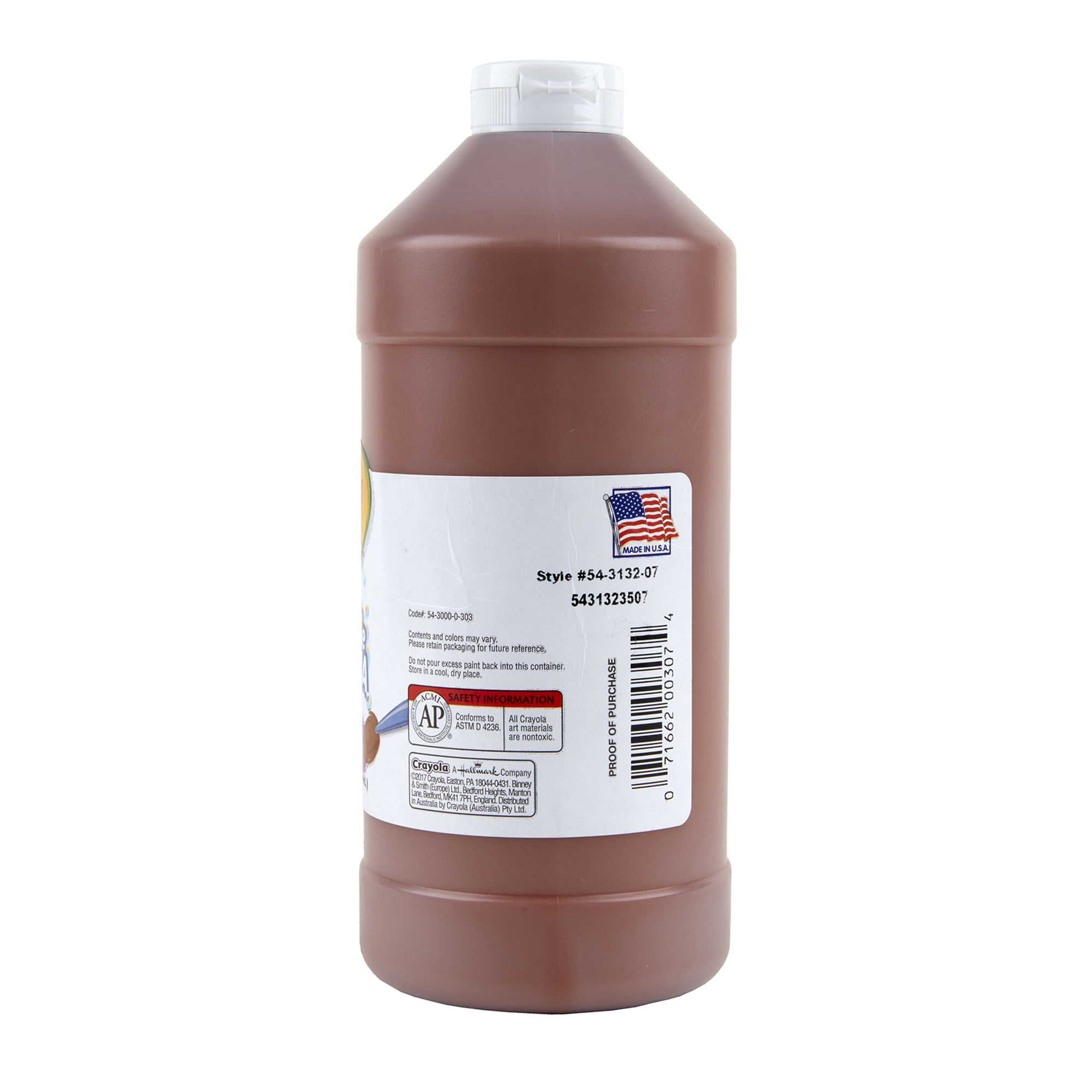 Crayola Artista II Washable Tempera Paint, 32 oz, Brown, Pack of 3